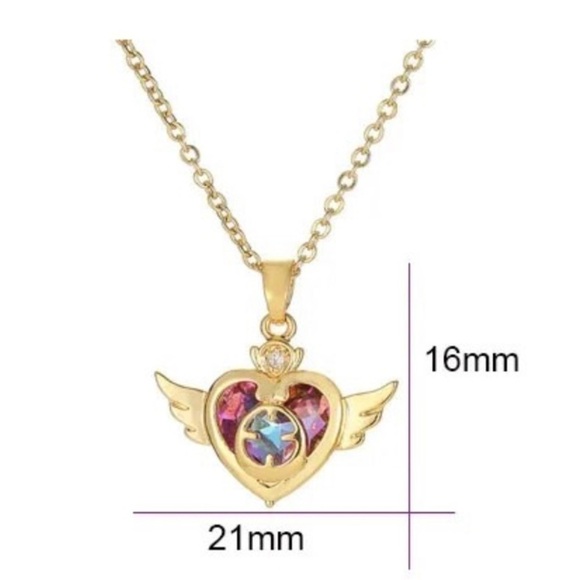 18K Gold Plated Sailor Moon Crisis Moon Compact Pendant Necklace - Picture 7 of 7